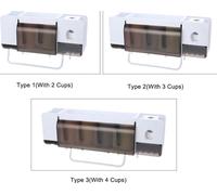 Soporte de pared multifuncional para cepillos de dientes y dispensador automático de pasta de dientes, estante de almacenamiento, organizador de toallas con capacidad para 2/3/4 tazas, accesorio para 