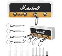 Soporte de pared para llaves Unyqoos® Marshall, estilo JCM800, con forma de amplificador de guitarra vintage, con 4 conectores, color y blanco, ideal como regalo para amantes de la música
