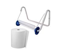 Soporte de pared para rollos de papel Tecnokit con rollo gratis, para rollos de 29 cm, blanco, soporte industrial para rollos, 40 x 20 x 23 cm (alto), dispensador de rollos de pared, accesorios para N