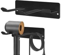 Soporte de pared para secador de pelo Ibenzoa®, fabricado en acero inoxidable 304, con almohadilla de silicona y soporte para cables, dimensiones 16,5 x 9,5 x 5 cm, montaje sencillo (con adhesivo o to
