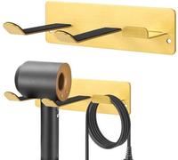 Soporte de pared para secador de pelo Ibzenoa® de acero inoxidable, con sistema de gestión de cables y almohadilla de silicona, de 16,5 x 9,5 x 5 cm, montable sin necesidad de taladrar, compatible con