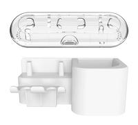 Soporte de pared sin perforaciones para cepillos de dientes con estuche transparente para viaje, compatible con cepillos de dientes eléctricos Oral B White-1 Set