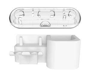 Soporte de pared sin perforaciones para cepillos de dientes con estuche transparente para viaje, compatible con cepillos de dientes eléctricos Oral B White-1 Set
