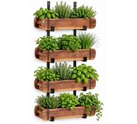 Soporte de pared tipo ladrillo Merita, juego de 4 estantes, 4 moldes, 30 x 15 x 80 cm. Estantes de madera y metal , incluye 4 moldes tipo ladrillo. Organizador vintage para hierbas, especias, plantas,