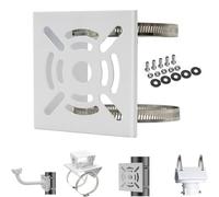 Soporte de pared universal con 2 anillos para montaje en poste vertical universal de cámaras de vigilancia; soporte de metal resistente con anillos para montar cámaras CCTV, luces colgantes, módulos