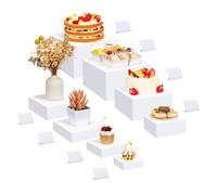 Soporte De Pastelería Decorativos,Soporte Para Tartas,8 Piezas Expositor In Acrílico Con Mini Señales De Mesa,Para Mesa Dulce Accesorios Para Bodas/Fiestas/Eventos, Blanco