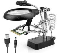 Soporte de pistola para soldar de 3 manos, herramienta de soldadura con lupa iluminada LED, abrazadera de soporte de pinza de cocodrilo, reparación de ayuda small one