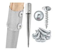 Soporte de poste de Ø80 mm redondo galvanizado con 6 tornillos 8 × 40 mm, soporte estaca valla madera, poste para tela sombreada, estaca anclaje suelo metal para jardín, estaca de soporte, empuje