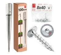 Soporte de poste de diámetro de 100 mm redondo galvanizado con 6 tornillos 8 × 40 mm, soporte estaca valla madera, poste para tela sombreada, estaca anclaje suelo metal para jardín, estaca de soporte