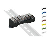 Soporte de riel DIN para 6 abrazaderas Wago 221-412/413 (pinzas no incluidas), color negro