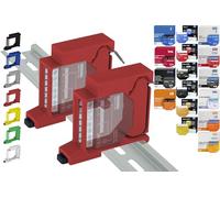 Soporte de riel "Single" para 18 shellys: 1 Gen3,1PM Gen3,2PM Gen3,i4 Gen3,Plus 1,Plus 1PM,Plus 2PM,Plus i4,Plus 0-10V Dimmer,Wave 1,Wave 1PM,Wave 2PM, Wave Shutter,Wave i4 (2 x rojo)