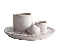 Soporte de Salvia: Porta Incienso de cerámica, Quemador de Salvia 3 en 1 y Soporte de Palo Santo, Vela Decorativa para el hogar, Color Blanco