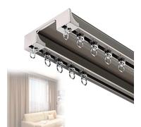 Soporte de techo de doble riel de cortina, juego de rieles de cortina de aluminio para ventana/hotel, 7 pies a 16.4 pies