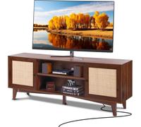Soporte de televisión de ratán, 191 cm. Mueble de televisión bohemio. Mueble para televisión en color nogal