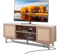 Soporte de televisión de ratán, 191 cm. Mueble de televisión bohemio. Mueble para televisión en roble