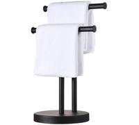 Soporte de toallas independiente con doble barra (forma de T), acero inoxidable SUS 304, base pesada, no requiere perforación, ideal para baño y cocina