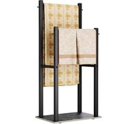 Soporte de toallas independiente Unyqoos® con 2 barras, base de mármol y revestimiento resistente al agua: estante de toallas estable para baño, dormitorio y lavadero
