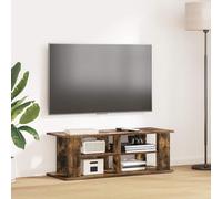 Soporte de TV blanco de 96 cm de ancho con estantes de madera y paredes laterales de 5 cm de grosor para un almacenamiento moderno