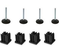 Soporte de zinc M10x50 con base de 50 mm, placa base y insertos de 30x30x1,5 mm. Juego de 4 unidades