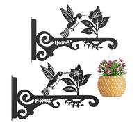 Soporte decorativo de metal para plantas de 10 pulgadas para exteriores | 2 ganchos para comedero de pájaros para jardín, porche, patio, entrada, patio, campanilla de viento, linterna interior
