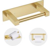 Soporte doble para papel higiénico dorado – Adhesivo o para montaje en pared – Acero inoxidable