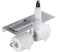 Soporte doble para papel higiénico Unyqoos® fabricado en aluminio de grado aeronáutico, con espacio de almacenamiento, para 2 rollos, con capacidad para rollos de 12,5 cm