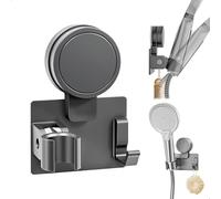 Soporte Ducha Pared, Soporte Ducha, Soporte Alcachofa Ducha Ajustable Sin Taladro con Ventosa Fuerte, Shower Head Holder Pared de Aluminio y ABS para Baño, para Todo Tipo de Alcachofas, Gris