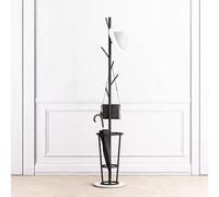 Soporte Elegante del Paraguas del Metal con el Estante de la Capa Integrado, versátil Soporte Independiente para la Entrada, Base de mármol Elegante, diseño Alto para Uso en Interiores y Exteriores