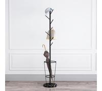 Soporte Elegante del Paraguas del Metal con el Estante de la Capa Integrado, versátil Soporte Independiente para la Entrada, Base de mármol Elegante, diseño Alto para Uso en Interiores y Exteriores