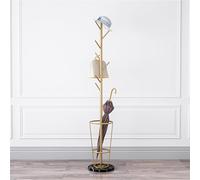Soporte Elegante del Paraguas del Metal con el Estante de la Capa Integrado, versátil Soporte Independiente para la Entrada, Base de mármol Elegante, diseño Alto para Uso en Interiores y Exteriores