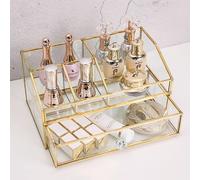 Soporte elegante para brochas de maquillaje, hecho de vidrio con detalles dorados
