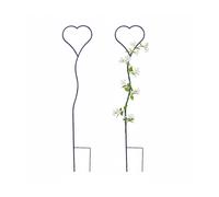 Relaxdays, Set de 2 Soportes, corazón, Al x An: 116 x 22 cm, Rejilla para trepadoras, Metal, autoportante, Negro