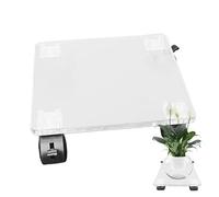 Soporte enrollable para plantas con ruedas, rodillo para plantas con ruedas, base cuadrada de acrílico transparente | Soporte para plantas, soporte para macetas, soporte para macetas de jardín
