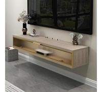 Soporte flotante para TV, consola multimedia montada en la pared con almacenamiento, unidad de entretenimiento con agujeros para cables, ideal para caja de cable y equipo de transmisión de juegos