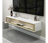 Soporte flotante para TV, consola multimedia montada en la pared con almacenamiento, unidad de entretenimiento con agujeros para cables, ideal para caja de cable y equipo de transmisión de juegos