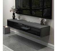 Soporte flotante para TV, consola multimedia montada en la pared con almacenamiento, unidad de entretenimiento con agujeros para cables, ideal para caja de cable y equipo de transmisión de juegos
