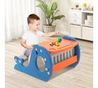 Soporte infantil 4 en 1 con forma de ballena, que incluye un banco, una mesa con superficie de doble cara y una pizarra