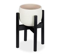 Relaxdays Soporte macetas de bambú negro negro