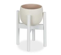 Relaxdays Soporte macetas de bambú blanco blanco
