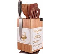 Soporte magnético cuchillos rotativo 360º XL con afilador integrado Soporte cuchillos magnetico hecho en madera maciza Soporte cuchillos cocina Soporte magnetico cuchillos Taco cuchillos cocina