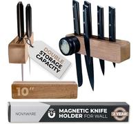 Soporte magnético de alta calidad para cuchillos, de 25,4 cm, con 2 compartimentos de almacenamiento y un diseño de madera encantador. Ideal para colgar cuchillos, almacenamiento magnético para cuchil