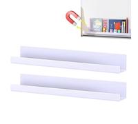 Soporte magnético para libros, estantería magnética Reutilizable fuerte sin | Estante magnético organizador de cocina para pizarra blanca, aula, refrigerador, organización de cocina, 2 piezas-blanco