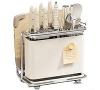 Soporte magnético para utensilios con soporte para tabla de cortar, organizador de cocina, estante de acero al carbono estilo crema (B)
