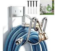 Soporte Manguera Jardin Pared, 1 Soporte de Pared para Manguera de Jardín | Soporte para Manguera de Jardin, para Manguera de Agua, Cable de Extensión y Manguera de Vacío, Plateado