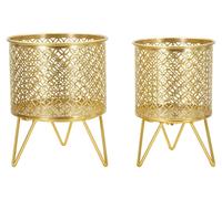 Soporte metálico para flores CECI, juego de 2 unidades, color dorado, diámetro 16 cm, altura 20 cm