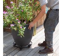 Soporte metálico para plantas con ruedas. Plato redondo de 36 cm de diámetro, resistente, para uso en exteriores. Estructura para macetas de jardín con ruedas tipo dolly. Ideal para plantas de interio