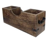 Soporte multifuncional de madera estilo vintage: ideal para cubiertos, bolígrafos y maquillaje