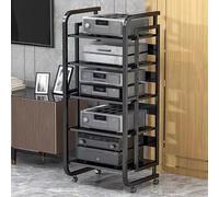 Soporte multimedia AV de madera de 4/5 niveles para reproductor de discos y almacenamiento de CD, centro de entretenimiento de TV, elegante para el hogar y la oficina (negro, 50 x 40 cm)