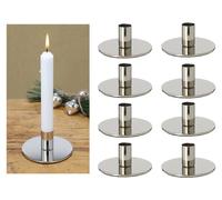 Soporte para 8 velas tipo "stab" de metal, color plateado, 10x5 cm. Ideal para Navidad, decoración, plato para velas, estilo escandinavo y elegante. Perfecto para velas altas, centros de mesa, coronas
