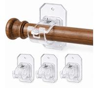Soporte para Barra de Cortina Sin Taladrar 4 Piezas Sin Taladro Ganchos Adhesivos Transparente Ganchos Ajustables Sin Clavos para Salón y Baño